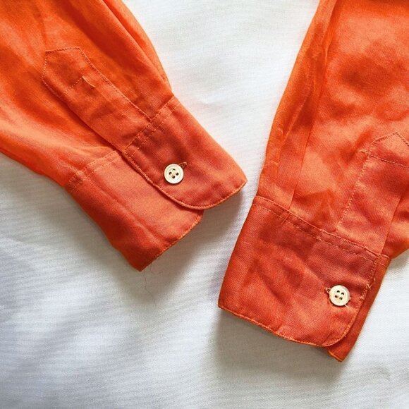 FRANCK OLIVIER PARIS ORANGE SHEER BUTTON DOWN SHIRT - 4 - Picture 7 of 8